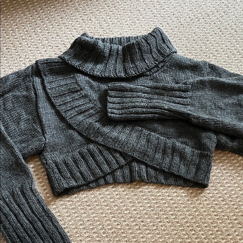 Charcoal Handknit Cropped Sweater